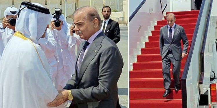وزیراعظم شہباز شریف اسرائیلی حملے کے خلاف اظہارِ یکجہتی کیلئے قطر پہنچ گئے
