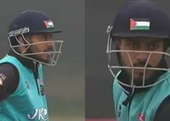 فلسطینی پرچم والا ہیلمٹ کیوں پہنا؟ انڈیا میں مسلمان کرکٹر پر پابندی