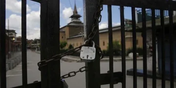 India’s state terrorism — locks placed on the Jamia Mosque in Srinagar; Eid prayers were not allowed to be offered.