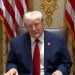 US President Donald Trump speaks at the White House
