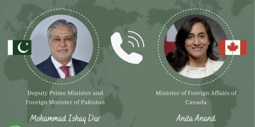 اسحاق ڈار  کا کینیڈین وزیر خارجہ سے ٹیلیفونک  رابطہ