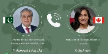 Telephone conversation between Ishaq Dar and Canadian Foreign Minister