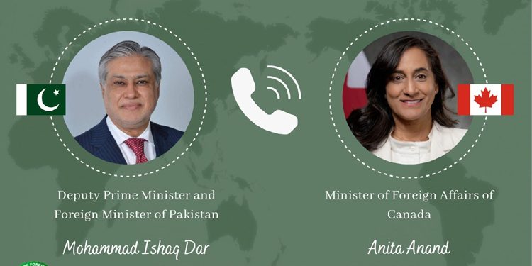Telephone conversation between Ishaq Dar and Canadian Foreign Minister