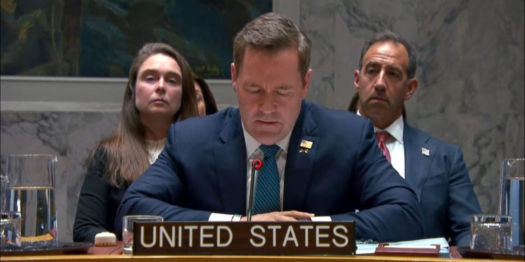US Permanent Representative to the United Nations speaks at the National Security Council