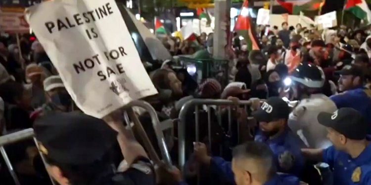 Clashes between pro-Palestinian protesters and police in New York