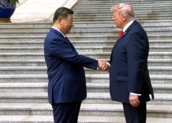 Trump and Xi Jinping share historic handshake at the Great Hall of the People