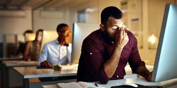 Body tired from sitting for too long