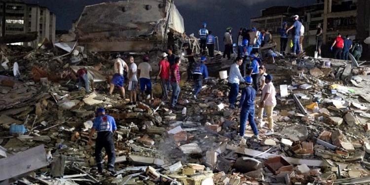 Destruction from a devastating earthquake in Venezuela