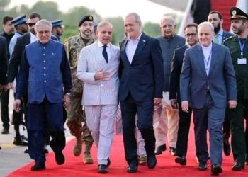 Iranian President Masoud Peshkeshian arrives in Islamabad