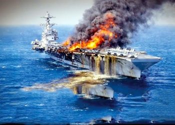 New video of US Navy ship Gerald Ford engulfed in flames sparks panic