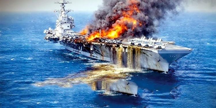New video of US Navy ship Gerald Ford engulfed in flames sparks panic