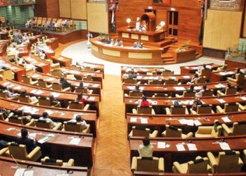سندھ اسمبلی میں بجٹ تقریر کے دوران اپوزیشن ارکان کا احتجاج
