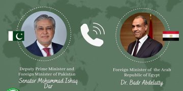 Telephone conversation between Deputy Prime Minister Ishaq Dar and Egyptian Foreign Minister