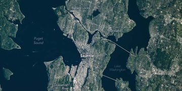 A stunning view of the American city of Seattle from space.