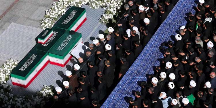 Funeral prayers for Iran's martyred Supreme Leader Ayatollah Khamenei offered in Qom.