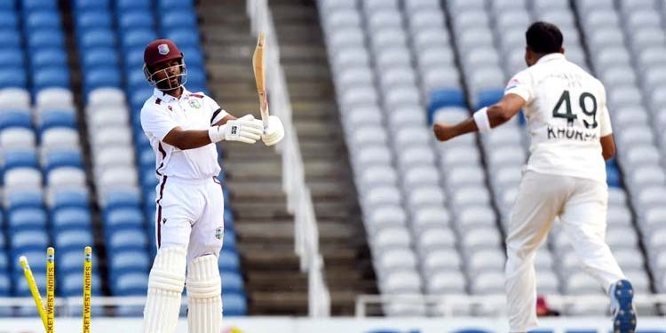 Pakistan team bowled out for 282; West Indies hold a 155-run lead.
