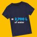 2700 liters of water are used to produce a single cotton T-shirt.