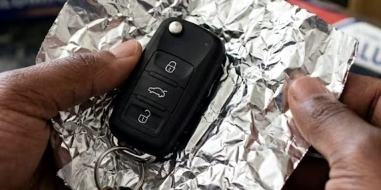 Aluminum foil A major obstacle to car theft.