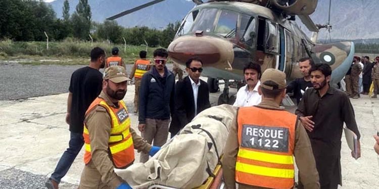 Broad Peak Tragedy Bodies of five foreign mountaineers transferred from Skardu to Islamabad.