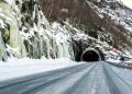 Building a tunnel under the snow-capped mountains