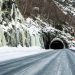 Building a tunnel under the snow-capped mountains