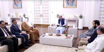 Farewell meeting between Saudi Ambassador Nawaf bin Saeed Al-Maliki and Prime Minister Shehbaz Sharif.