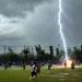 Lightning struck during a football match; a player lost his life.