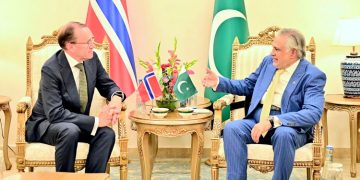 Norwegian Foreign Minister visits Pakistan; meets Ishaq Dar; holds delegation-level talks.