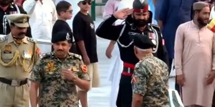 Pakistani Rangers officer salutes Indian army officer at Wagah border, video goes viral on social media