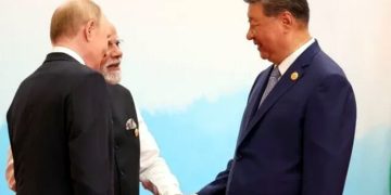 Shanghai Cooperation Organization Summit Xi Jinping, Modi, and Putin to share the same table.