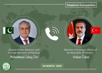 Telephonic contact between Ishaq Dar and Turkish Foreign Minister Hakan Fidan.