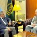 Ishaq Dar holds farewell meeting with Ambassador Tahir Andrabi; pays tribute to his services.