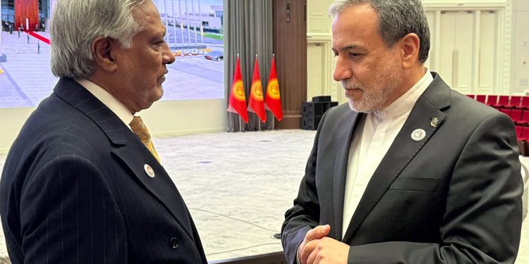 Ishaq Dar meets Iranian Foreign Minister in Bishkek.