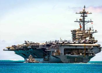 US aircraft carrier Theodore Roosevelt deployed to the Middle East for an Iranian blockade.