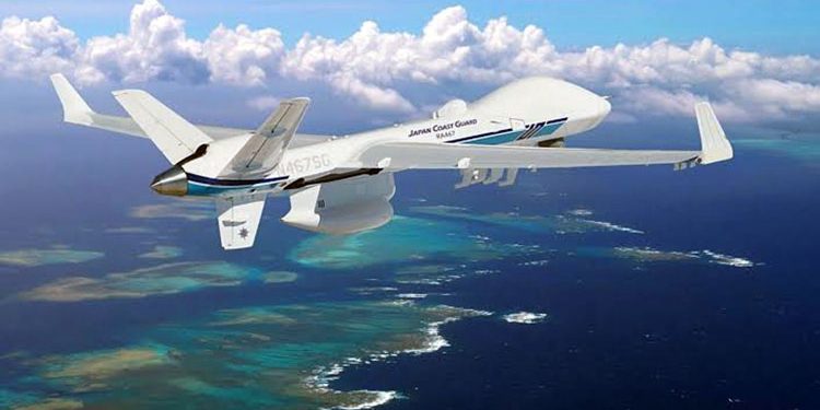 Japan has begun the search for the US-made spy drone that crashed into the sea.