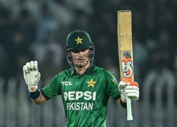 Maaz Sadaqat follows in Saim Ayub's footsteps; 'No-Look Six' video goes viral.