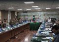 Meeting of the Evacuee Trust Property Board regarding preparations for the 557th birth anniversary of the founder, Baba Guru Nanak.